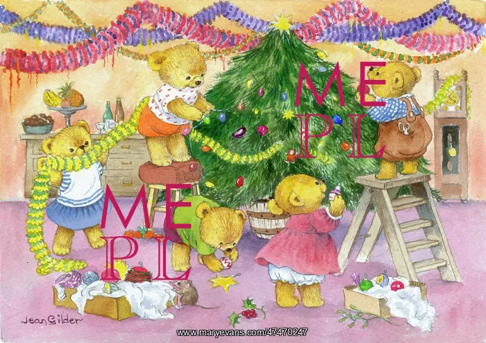 : Teddies decorating the Christmas Tree : Teddies decorating the Christmas Tree