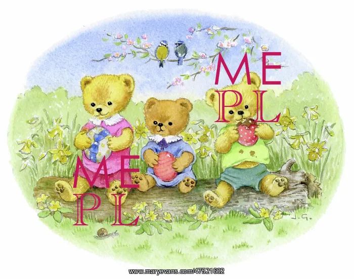 : Teddies eating Easter eggs : Teddies eating Easter eggs