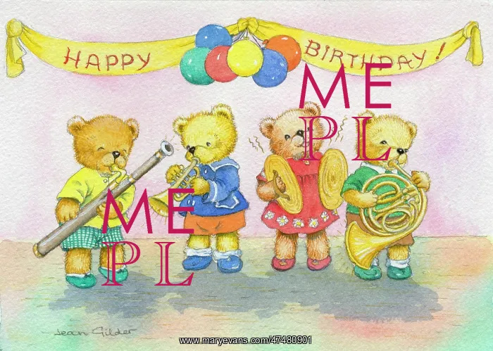 : Teddy Bear Band with Birthday banner : Teddy Bear Band with Birthday banner