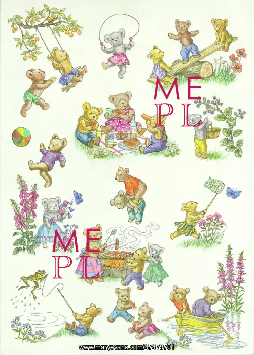 : Teddy Bear Barbecue - teddies playing etc : Teddy Bear Barbecue - teddies playing etc