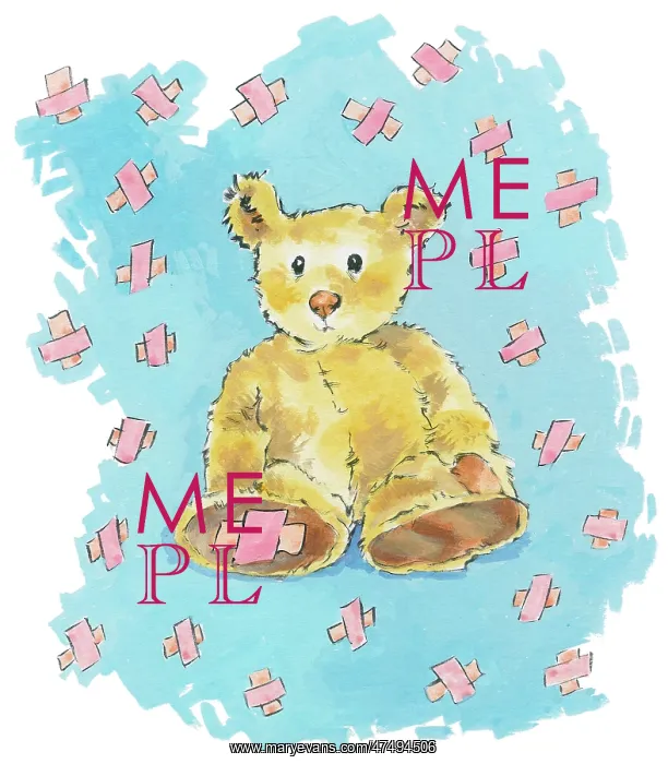 : Teddy bear with plaster on the sole of iits foot : Teddy bear with plaster on the sole of iits foot