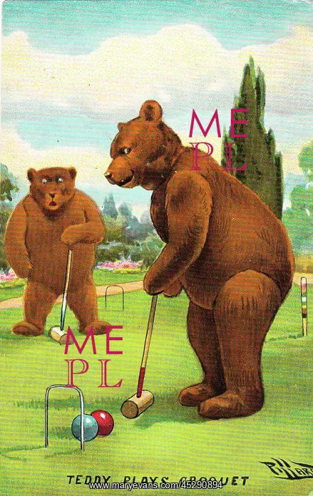  : Teddy bear playing croquet