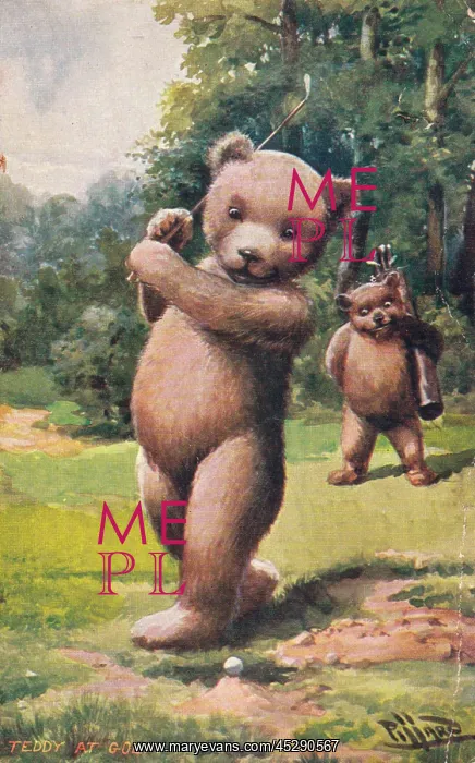 : Teddy bear playing golf : Teddy bear playing golf
