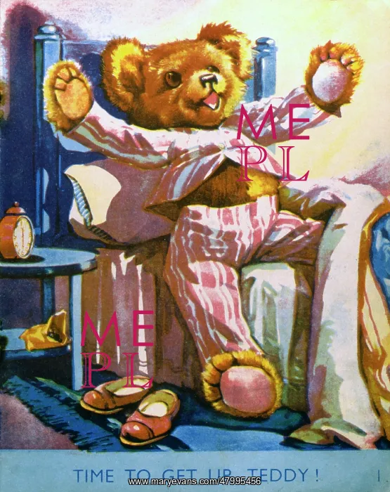 : Teddy bear waking up and stretching : Teddy bear waking up and stretching