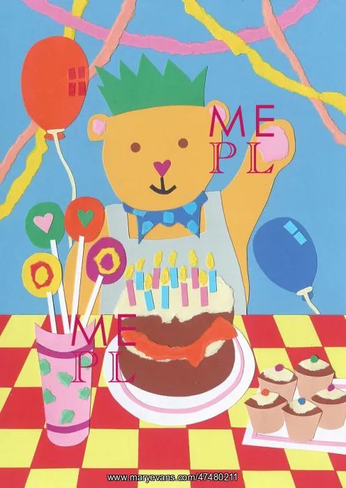 : Teddy Bear's Birthday with cakes, balloons : Teddy Bear's Birthday with cakes, balloons