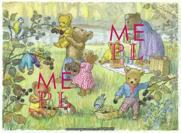 : Teddy Bears and Blackberries - teddies having a picnic : Teddy Bears and Blackberries - teddies having a picnic