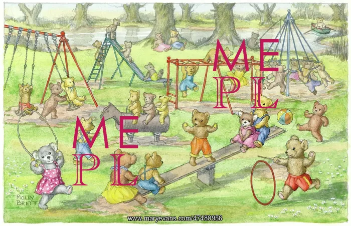 : Teddy Bear's Playtime - teddies on see-saw, swings, slide e : Teddy Bear's Playtime - teddies on see-saw, swings, slide e