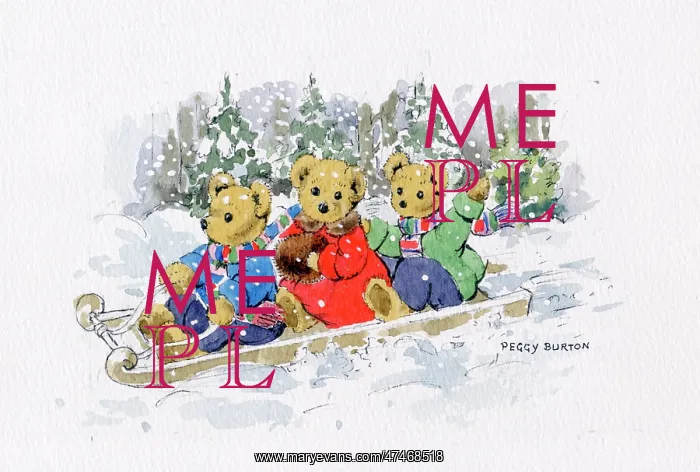  : Three teddy bears on a toboggan