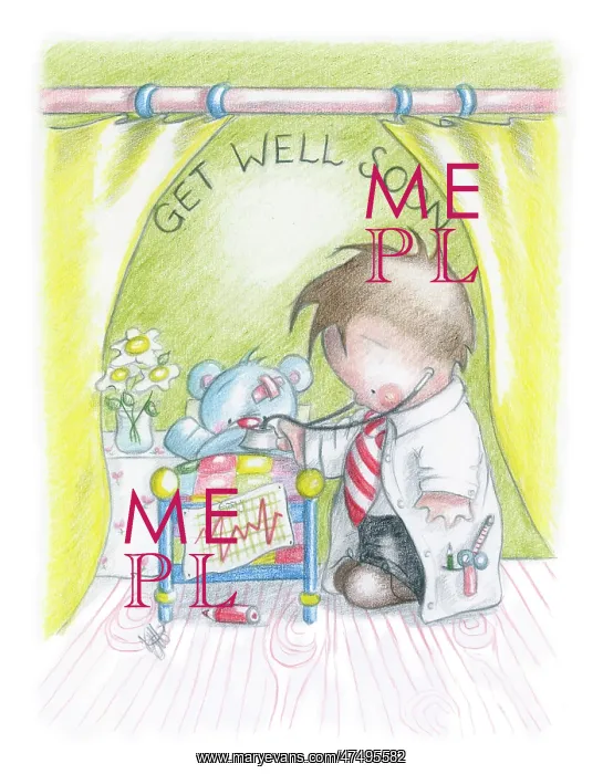 : Teddy in bed with little boy doctor : Teddy in bed with little boy doctor