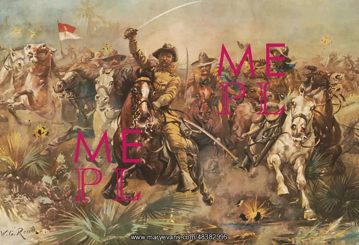 : Teddy Roosevelt along with his regiment of Rough Riders : Teddy Roosevelt along with his regiment of Rough Riders