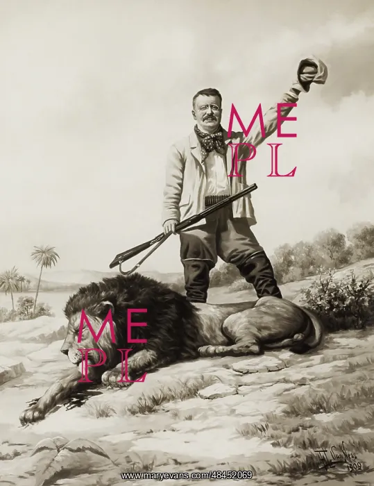 : Teddy Roosevelt waving his hat in triumph : Teddy Roosevelt waving his hat in triumph
