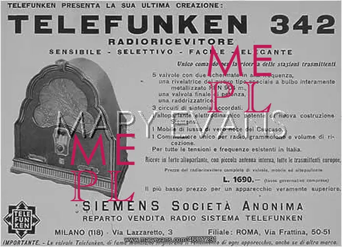 : TELEFUNKEN 1931 ADVERT : TELEFUNKEN 1931 ADVERT
