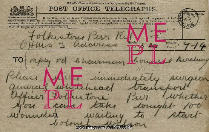 : Telegram mobilising VAD 1914 : Telegram mobilising VAD 1914