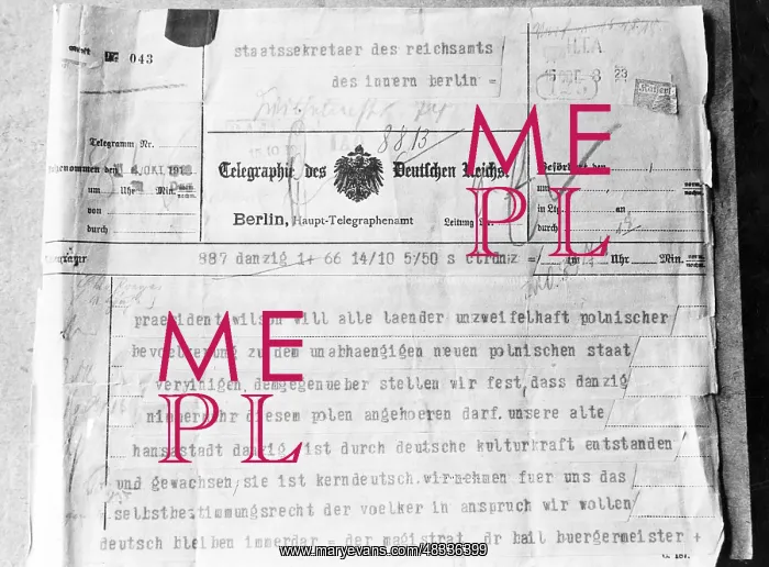 : Telegram of the Municipality of Danzig, 1918 : Telegram of the Municipality of Danzig, 1918