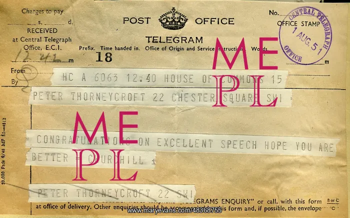 : Telegram from Sir Winston Churchill : Telegram from Sir Winston Churchill