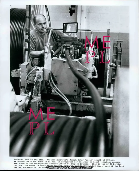 : Telephone cable at Western Electric, Pennsylvania, USA : Telephone cable at Western Electric, Pennsylvania, USA