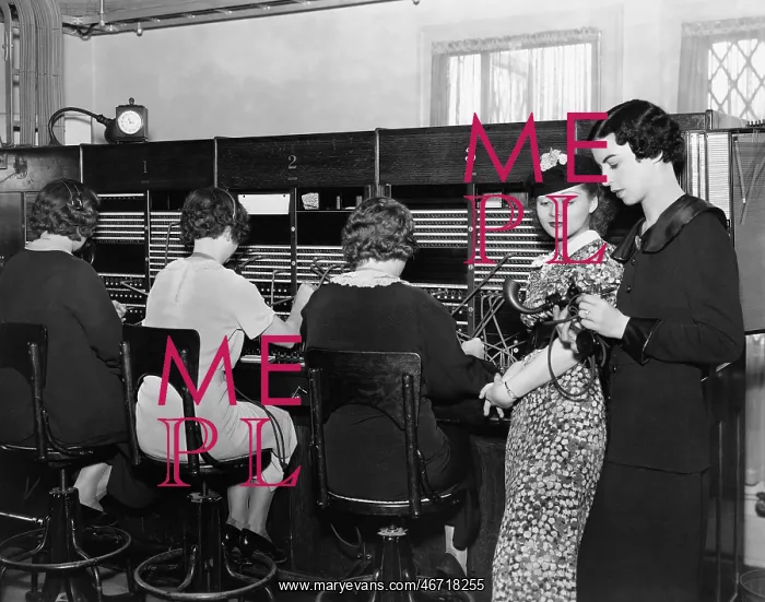 : Telephone operators at switchboard : Telephone operators at switchboard