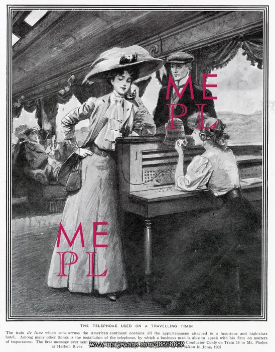 : Telephone used on a travelling train 1909 : Telephone used on a travelling train 1909