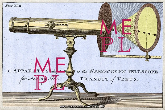 : Telescope and Transit of Venus Projection, c. 1760 : Telescope and Transit of Venus Projection, c. 1760