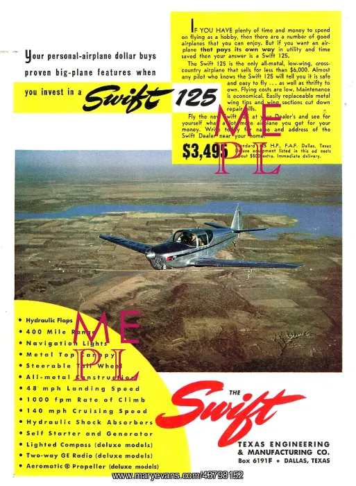 : Temco Swift 125 Aircraft : Temco Swift 125 Aircraft