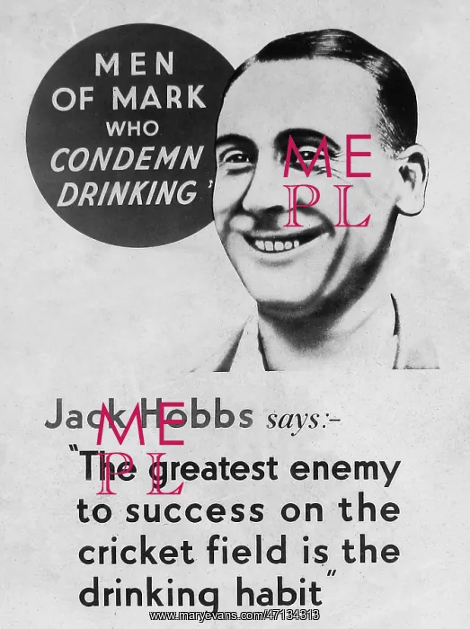  : Temperance message Jack Hobbs early 1900s