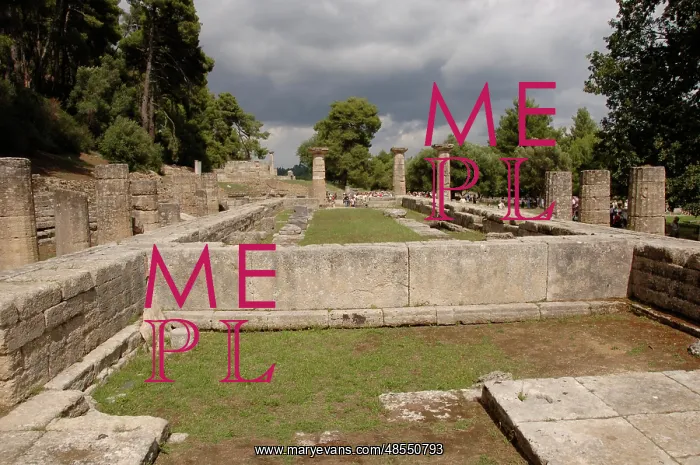 : Temple of Hera (Heraion). 6th century B.C.. Sanctuary of Oly : Temple of Hera (Heraion). 6th century B.C.. Sanctuary of Oly