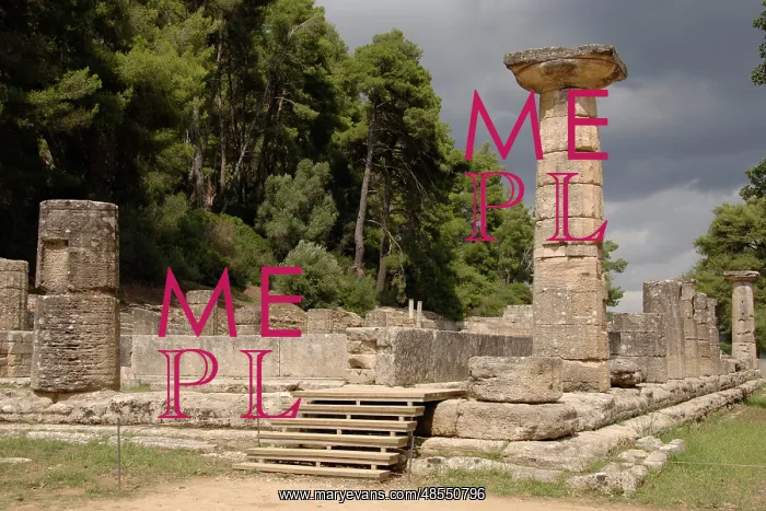 : Temple of Hera (Heraion). 6th century B.C.. Sanctuary of Oly : Temple of Hera (Heraion). 6th century B.C.. Sanctuary of Oly