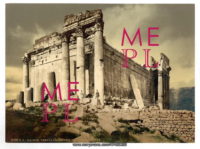 : Temple of Jupiter, leaning column, Baalbek, Holy Land, (i.e : Temple of Jupiter, leaning column, Baalbek, Holy Land, (i.e