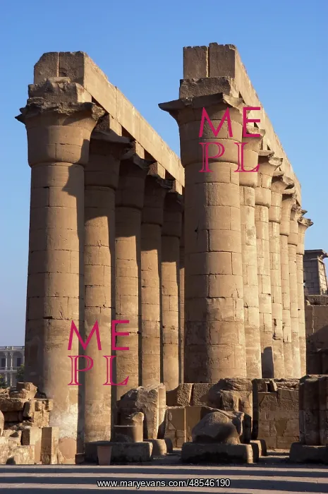 : Temple of Luxor. Colonnade with two rows of seven smooth sha : Temple of Luxor. Colonnade with two rows of seven smooth sha