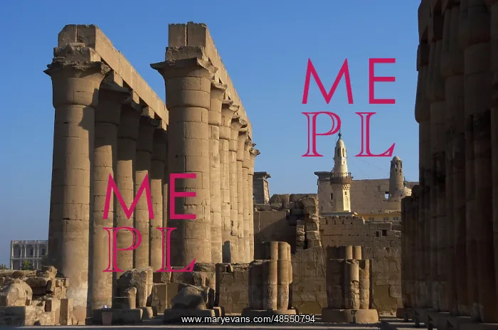 : Temple of Luxor. Colonnade with two rows of seven smooth sha : Temple of Luxor. Colonnade with two rows of seven smooth sha