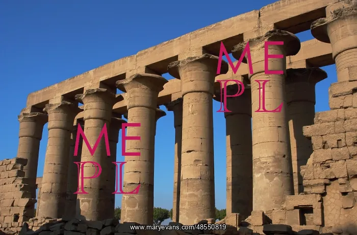 : Temple of Luxor. Colonnade with two rows of seven smooth sha : Temple of Luxor. Colonnade with two rows of seven smooth sha