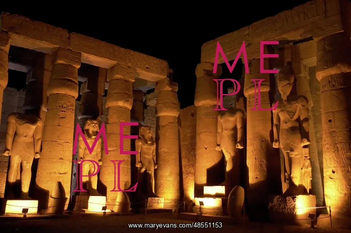  : Temple of Luxor. Night view of the first courtyard. Egypt
