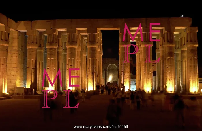  : Temple of Luxor. Night view of the hypostyle. Egypt
