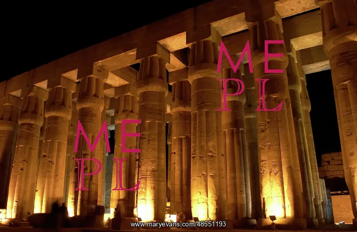  : Temple of Luxor. Night view of the hypostyle. Egypt