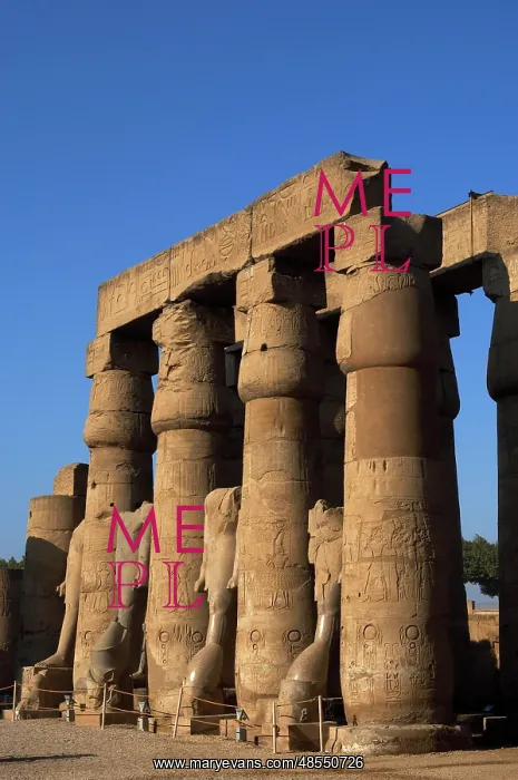 : Temple of Luxor. Smooth shaft columns with closed papyrus ca : Temple of Luxor. Smooth shaft columns with closed papyrus ca