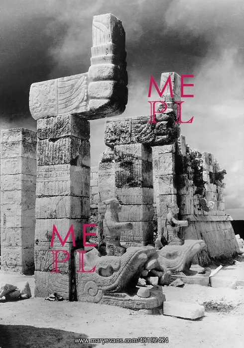 : Temple of the Warriors in Chichen Itza, 1925 : Temple of the Warriors in Chichen Itza, 1925