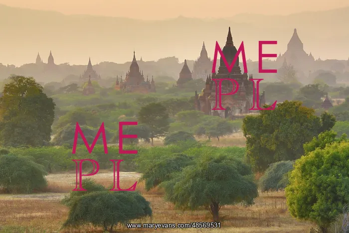 : Temples and pagodas at sunset, Plain of Bagan, Myanmar : Temples and pagodas at sunset, Plain of Bagan, Myanmar