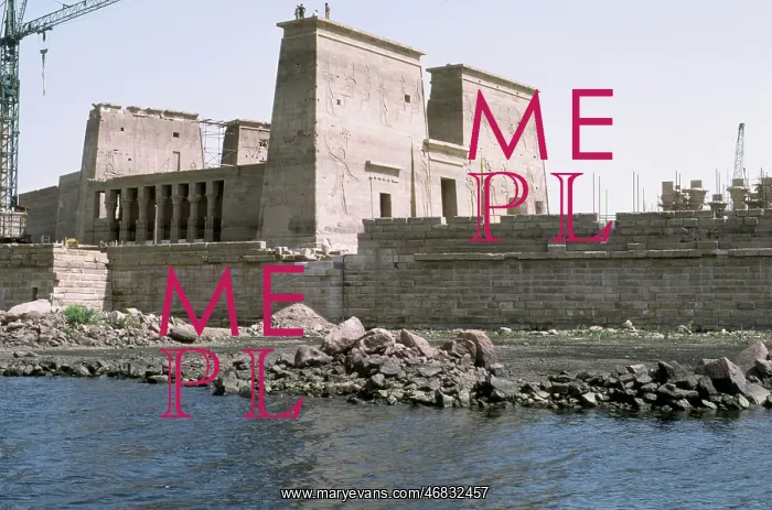 : Temples of Philae, being moved to prevent submersion : Temples of Philae, being moved to prevent submersion