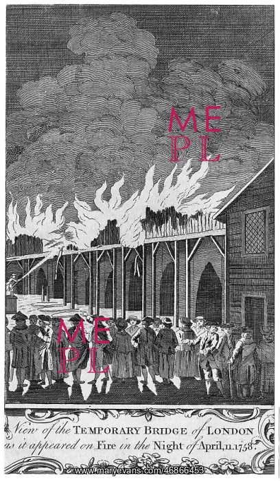: The Temporary London Bridge on fire : The Temporary London Bridge on fire