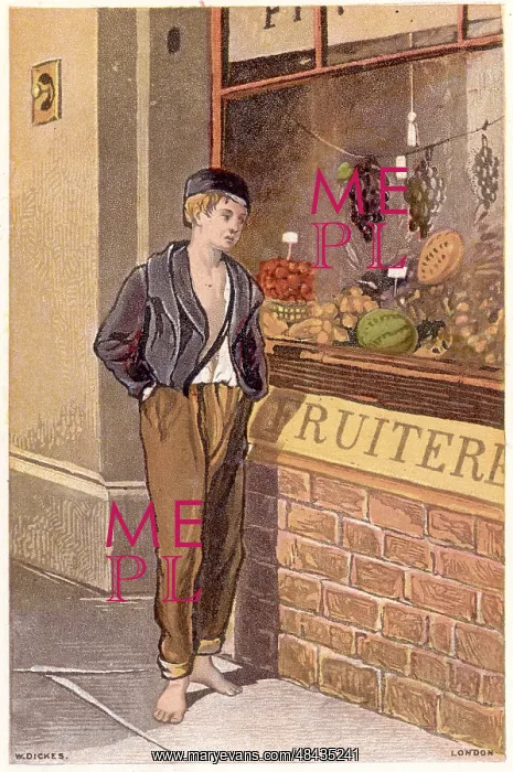 : Temptation: Poor shoeless boy looking longingly : Temptation: Poor shoeless boy looking longingly