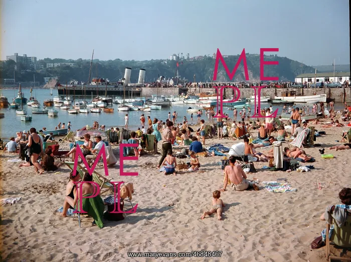 : Tenby - The harbour with paddle steamer at pier : Tenby - The harbour with paddle steamer at pier