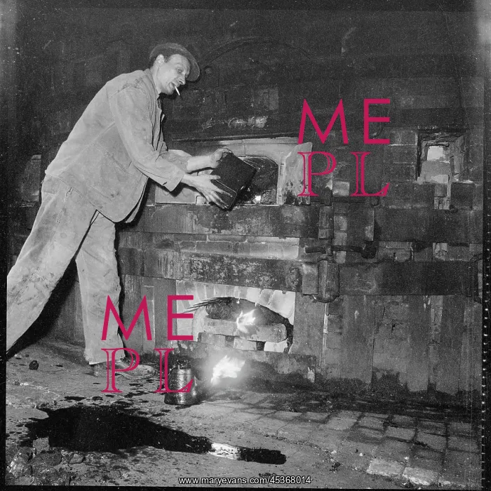 : Tending the fire beneath a kiln at a pottery works : Tending the fire beneath a kiln at a pottery works