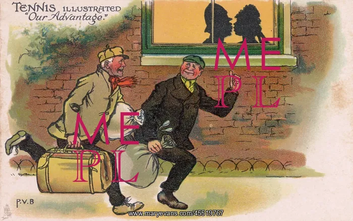 : Tennis Illustrated - Comic Postcard - Our Advantage : Tennis Illustrated - Comic Postcard - Our Advantage