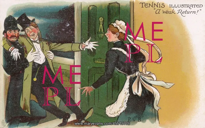 : Tennis Illustrated - Comic Postcard - A Weak Return : Tennis Illustrated - Comic Postcard - A Weak Return