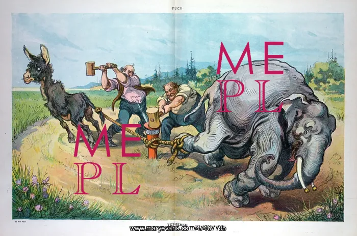 : Tethered. Illustration shows William Jennings Bryan and William H : Tethered. Illustration shows William Jennings Bryan and William H