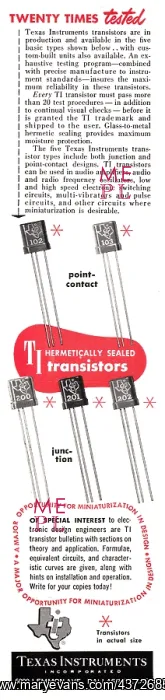 : Texas Instruments Transistors 1953 : Texas Instruments Transistors 1953