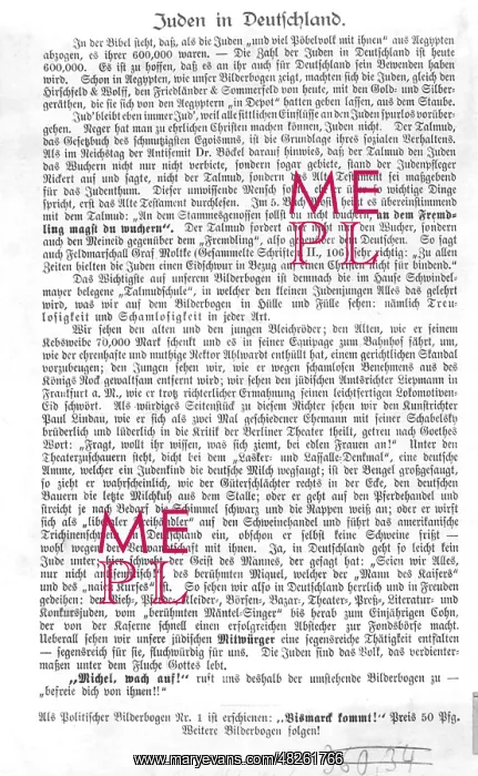 : Text for an anti-Semitic caricature, 1892 : Text for an anti-Semitic caricature, 1892