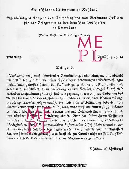: Text of the German ultimatum to Russia, 1914 : Text of the German ultimatum to Russia, 1914