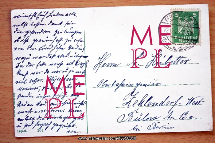 : Text of a postcard message written in Weimar Germany : Text of a postcard message written in Weimar Germany