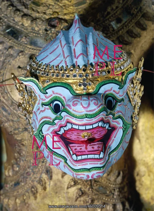  : Thai Arts. Thai demon, dancing mask for the epic Ramakien, 19th century, varnished